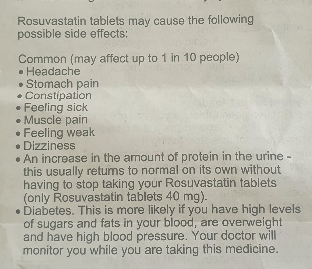Side effects of some statins